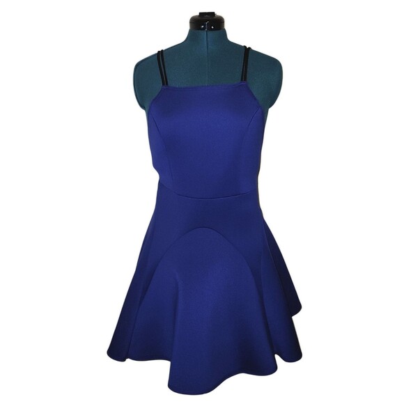 Nasty Gal Scuba Revenge Dress Mini XLARGE Royal Blue Party Girl Fit Flare - Picture 2 of 7